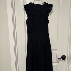 Elegant Black Ruffle Midi Dress